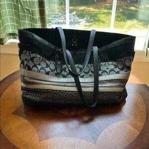 Coach Black and Gray Signature Tote